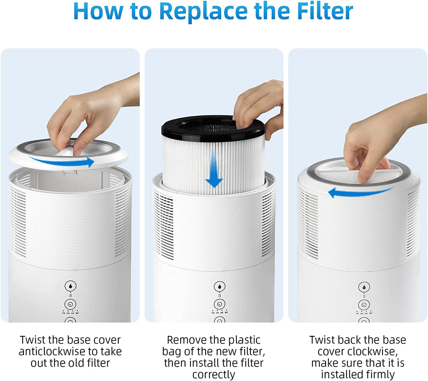 Slevoo Air Purifier Filter Replacement for BS-03 Pro, 3-in-1 HEPA Air Filter