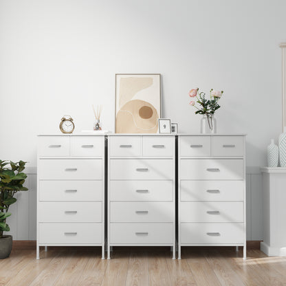 Slevoo 6 Drawer Dresser for Bedroom, Storage Cabinet Wooden Dresser, Steel Wood Frame, 42.1''H White