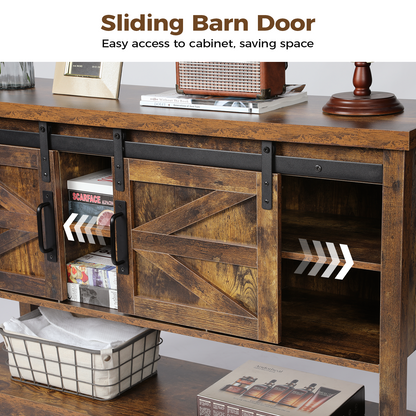 Slevoo 46" Farmhouse Console Table, Entryway Table with Sliding Barn Door and Adjustable Shelf Brown