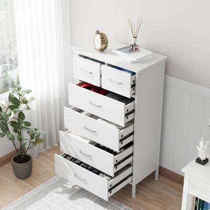 Slevoo 6 Drawer Dresser for Bedroom, Storage Cabinet Wooden Dresser, Steel Wood Frame, 42.1''H White