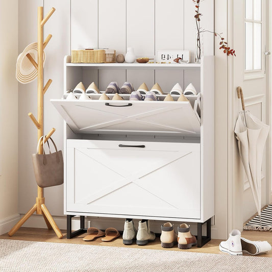 Shoe Storage Cabinet, White